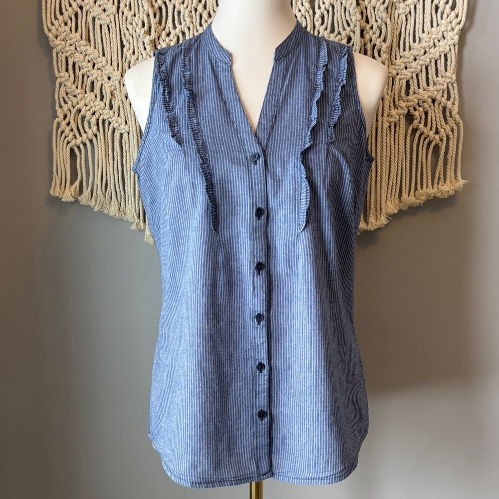 St. John's Bay Navy Striped Sleeveless Blouse
